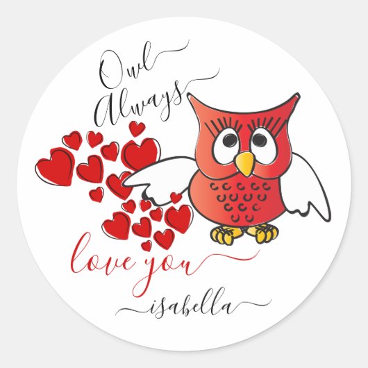 Eule liebt dich immer - Valentinstag Eule Runder Aufkleber (Vorderseite)