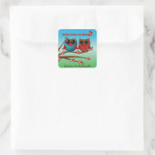 Eule liebt euch-Square Sticker (Tasche)