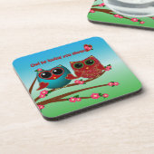 Eule liebt euch-Untersetzer Getränkeuntersetzer (Linke Seite)