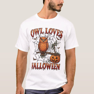 Eule liebt Halloween orange Spinnennetz-Kürbis_1 T-Shirt