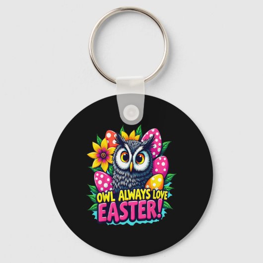 Eule liebt Ostern immer Bunte Frohe Ostern Eier  Schlüsselanhänger (Vorderseite)
