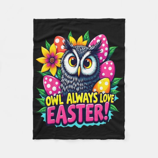 Eule liebt Ostern immer Buntes Frohes Ostern Eier Fleecedecke (Vorderseite)