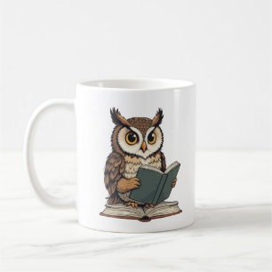 Eule liest ein Buch, ein illustrierendes Design-Eu Kaffeetasse