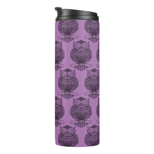 Eule (lila) - Thermaltumbler Thermosbecher (Nach rechts gedreht)