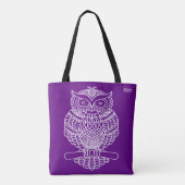 Eule (lila) - Tote Tasche (Rückseite)