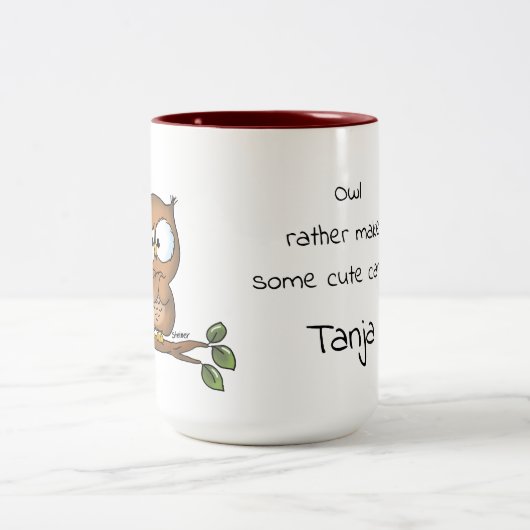 Eule machen eher einige niedliche Karten! Zweifarbige Tasse (Mittel)