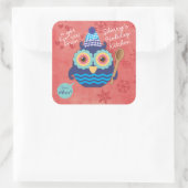 Eule-Mischlöffel Weihnachtskekse hausgemachte Leck Quadratischer Aufkleber (Tasche)