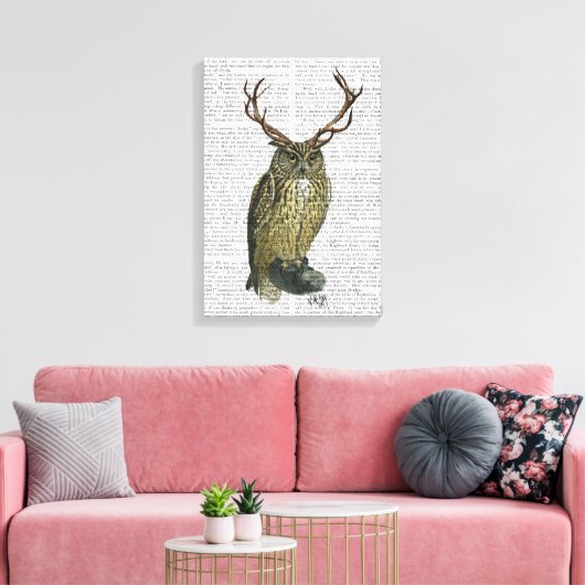 Eule mit Antlern Leinwanddruck (Insitu (Wohnzimmer))