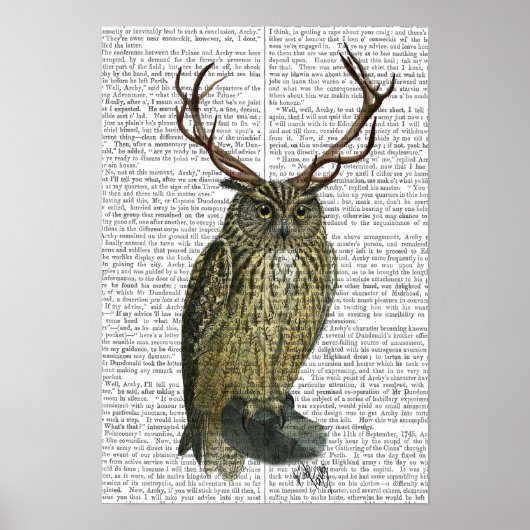 Eule mit Antlern Poster (Vorne)