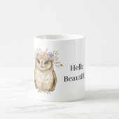 Eule mit Blumen Kaffeetasse (Mittel)