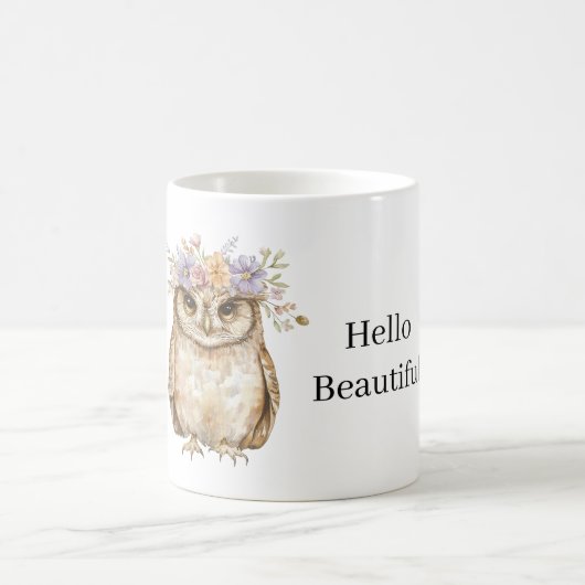 Eule mit Blumen Kaffeetasse (Mittel)