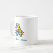 Eule mit Büchern & Globus Bester Lehrer Aller Zeit Kaffeetasse (Vorderseite Links)