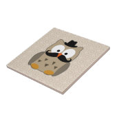 Eule mit dem Schnurrbart und Hut Fliese (Seite)