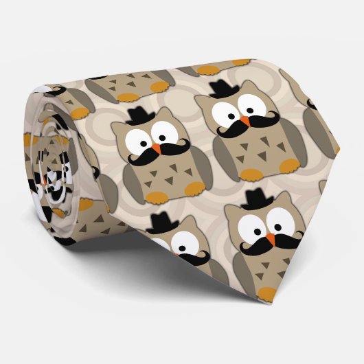 Eule mit dem Schnurrbart und Hut Krawatte (Gerollt)