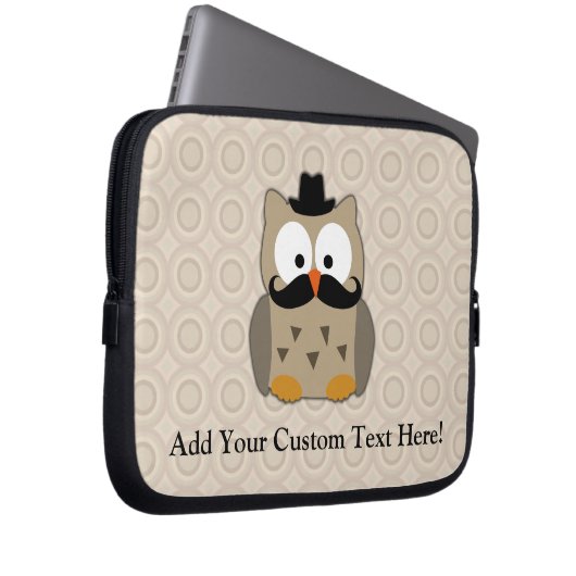 Eule mit dem Schnurrbart und Hut Laptopschutzhülle (Vorne Rechts)