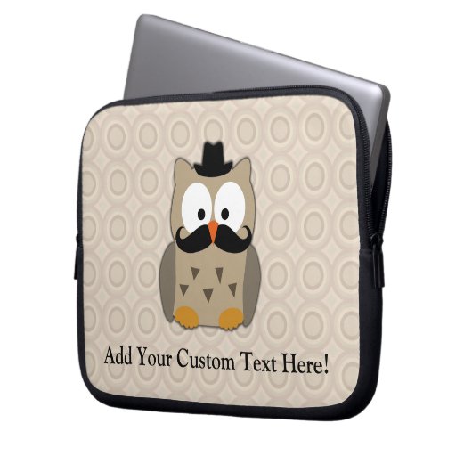 Eule mit dem Schnurrbart und Hut Laptopschutzhülle (Vorderseite Links)