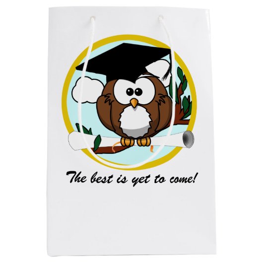 Eule mit Diploma-Abschluss Mittlere Geschenktüte (Vorderseite)