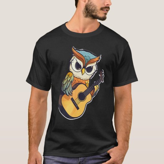 Eule mit einer Gitarre ,Eule T-Shirt (Vorderseite)