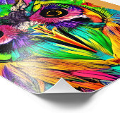 Eule mit farbenfrohen Federn Quirky KI Kunst Fotodruck (Ecke)