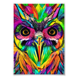 Eule mit farbenfrohen Federn Quirky KI Kunst Fotodruck