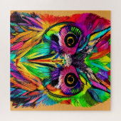 Eule mit farbenfrohen Federn Quirky KI Kunst Puzzle (Horizontal)