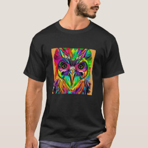 Eule mit farbenfrohen Federn Quirky KI Kunst T-Shirt