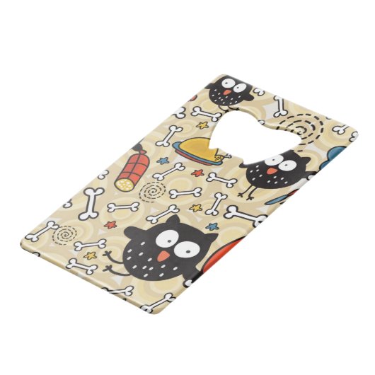 Eule mit Fleisch-Muster Kreditkarten Flaschenöffner (Vorderseite Schrägansicht)