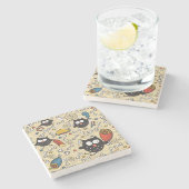 Eule mit Fleisch-Muster Steinuntersetzer (Seitenansicht)