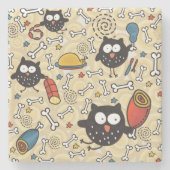 Eule mit Fleisch-Muster Steinuntersetzer (Vorderseite)