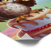 Eule mit Geburtshühnchen stehend auf Kuchen Poster (Ecke)