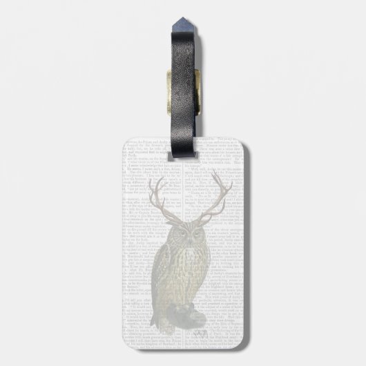 Eule mit Geweihen schlichte 2 Gepäckanhänger (Rückseite vertikal)