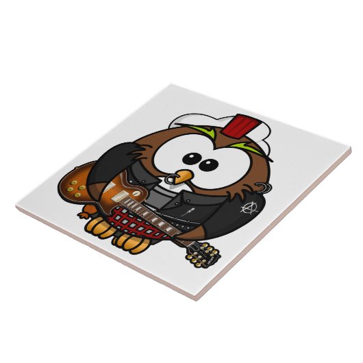 Eule mit Gitarre Fliese (Seite)