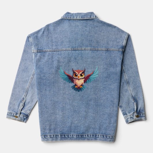 Eule mit großen Augen Jeansjacke (Rückseite)