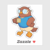 Eule mit Kaffee-Tasse Aufkleber (Blatt)