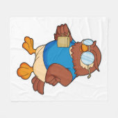 Eule mit Kaffee-Tasse Fleecedecke (Vorderseite (Horizontal))