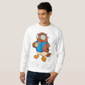 Eule mit Kaffee-Tasse Sweatshirt (Vorne ganz)