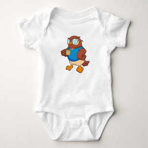 Eule mit Kaffeetasse Baby Strampler