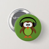 Eule mit Kopfhörern Button (Vorne & Hinten)