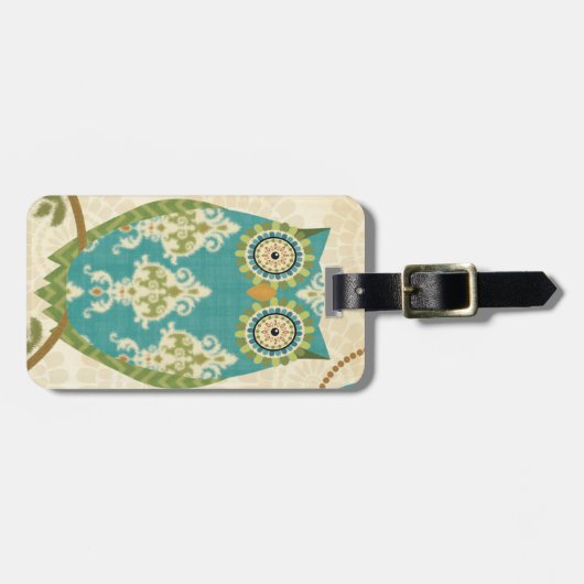 Eule mit Kreismustern Gepäckanhänger (Vorderseite horizontal)