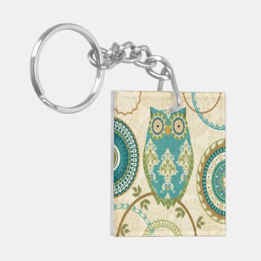 Eule mit Kreismustern Schlüsselanhänger (Vorderseite links)