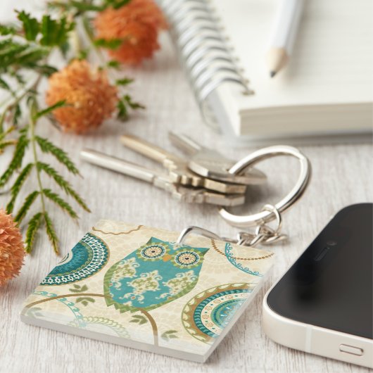 Eule mit Kreismustern Schlüsselanhänger (Vorderseite rechts)