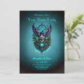 Eule mit magischen Elementen. Einladung (Stehend Vorderseite)