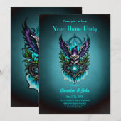 Eule mit magischen Elementen. Einladung (Vorne/Hinten)