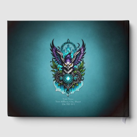 Eule mit magischen Elementen. Gästebuch (Rückseite)