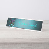 Eule mit magischen Elementen. Schreibtischnamensplakette (Vorderseite )