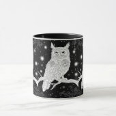 Eule mit Mandala im Winter unterm Sternenhimmel Tasse (Zentrum)