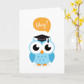 Eule mit Mörserbretthut-Abschluss-Glückwunsch Karte (Gelbe Blume)