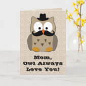 Eule mit Mustache Muttertag Karte (Gelbe Blume)