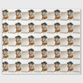 Eule mit Rolle-Dokument Geschenkpapier (Flach)