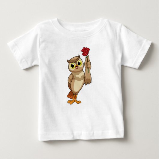 Eule mit Rose Baby T-shirt (Vorderseite)